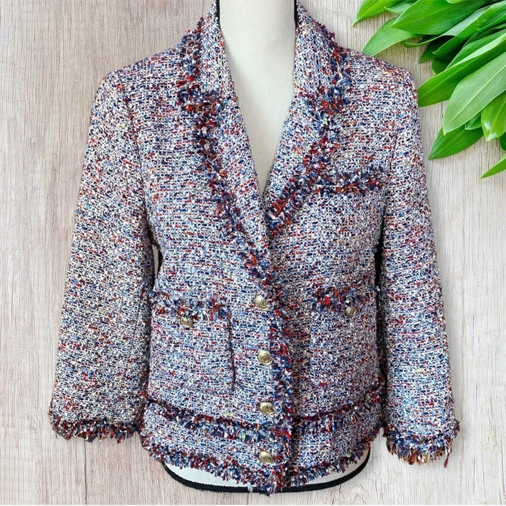 ZARA Pink Fantasy Confetti Boucle Tweed Blazer Large